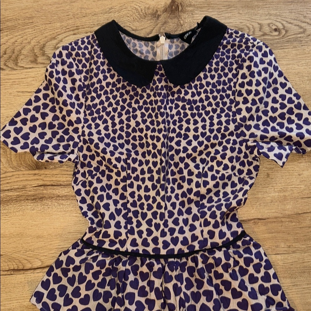ASOS Purple Heart Dress with Black Collar - Picture 3 of 10